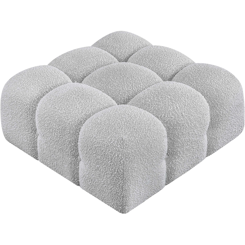 Meridian Furniture Ames Grey Boucle Fabric Ottoman