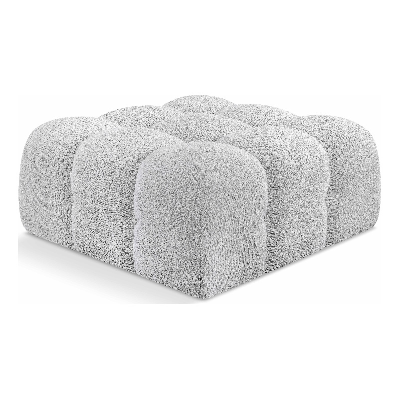 Meridian Furniture Ames Grey Boucle Fabric Ottoman