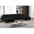 Meridian Furniture Johanna Black Linen Textured Fabric 3pc. Sectional