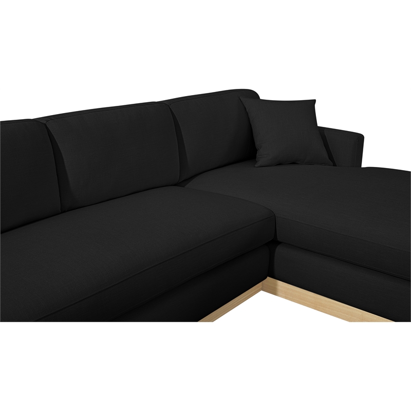 Meridian Furniture Johanna Black Linen Textured Fabric 3pc. Sectional