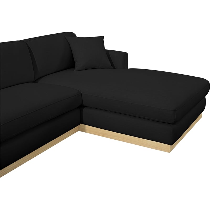 Meridian Furniture Johanna Black Linen Textured Fabric 3pc. Sectional