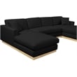 Meridian Furniture Johanna Black Linen Textured Fabric 3pc. Sectional