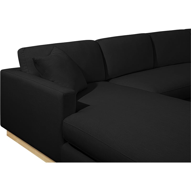 Meridian Furniture Johanna Black Linen Textured Fabric 3pc. Sectional