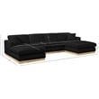 Meridian Furniture Johanna Black Linen Textured Fabric 3pc. Sectional