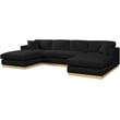 Meridian Furniture Johanna Black Linen Textured Fabric 3pc. Sectional