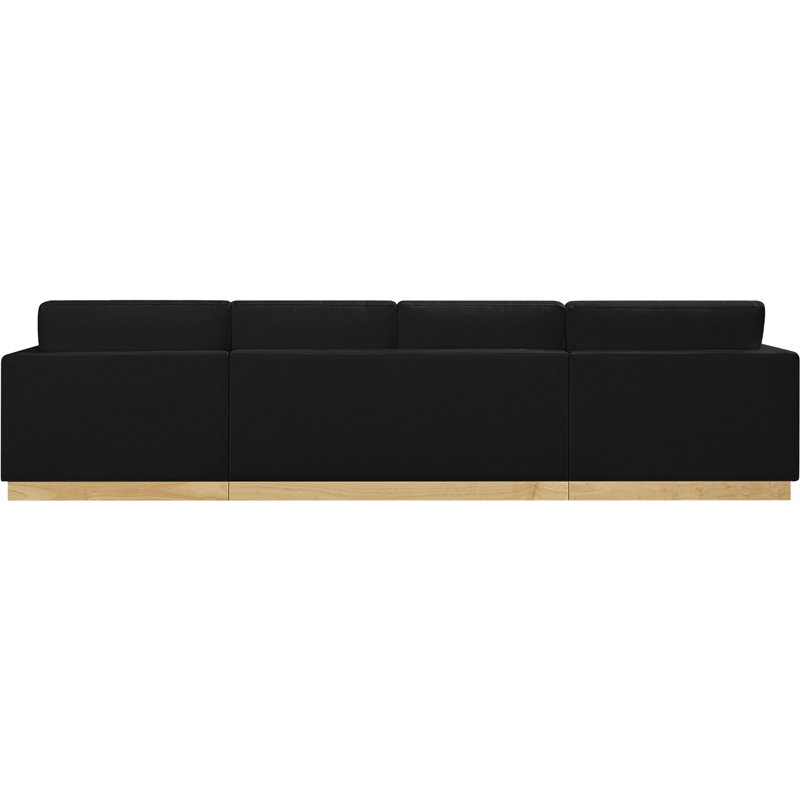 Meridian Furniture Johanna Black Linen Textured Fabric 3pc. Sectional
