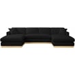 Meridian Furniture Johanna Black Linen Textured Fabric 3pc. Sectional