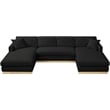 Meridian Furniture Johanna Black Linen Textured Fabric 3pc. Sectional