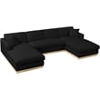 Meridian Furniture Johanna Black Linen Textured Fabric 3pc. Sectional