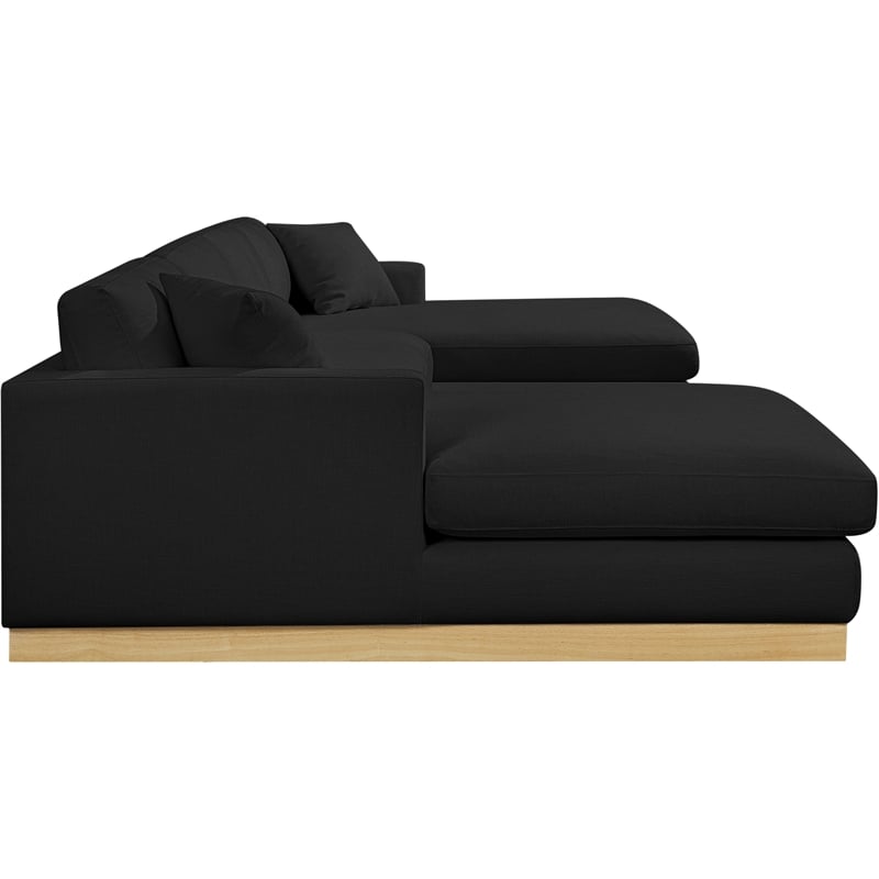 Meridian Furniture Johanna Black Linen Textured Fabric 3pc. Sectional