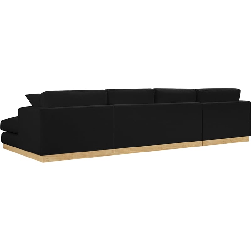 Meridian Furniture Johanna Black Linen Textured Fabric 3pc. Sectional
