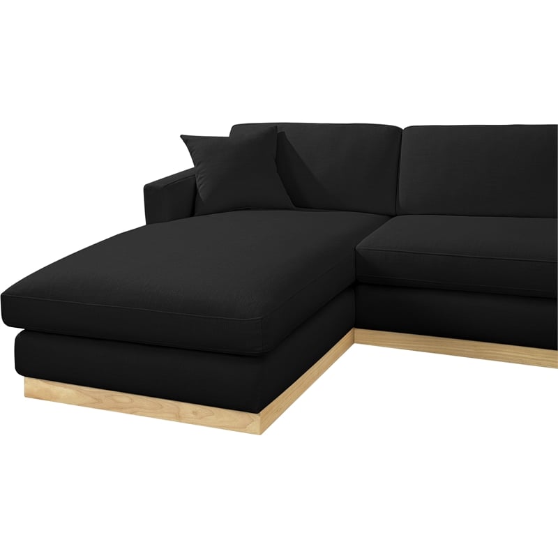 Meridian Furniture Johanna Black Linen Textured Fabric 3pc. Sectional