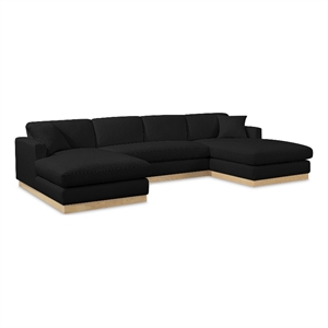 Meridian Furniture Johanna Black Linen Textured Fabric 3pc. Sectional