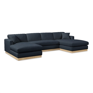 Meridian Furniture Johanna Navy Linen Textured Fabric 3pc. Sectional