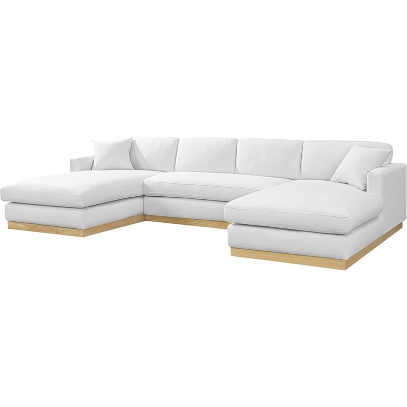 Meridian Furniture Johanna White Linen Textured Fabric 3pc. Sectional