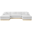 Meridian Furniture Johanna White Linen Textured Fabric 3pc. Sectional