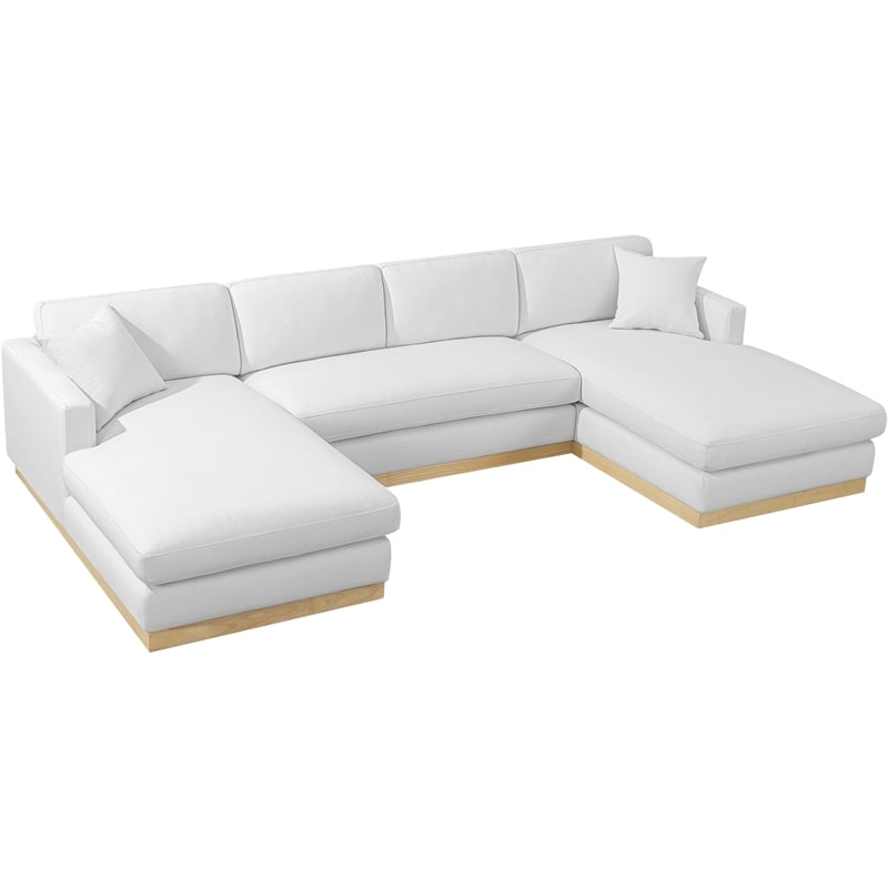 Meridian Furniture Johanna White Linen Textured Fabric 3pc. Sectional