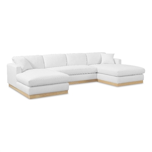 Meridian Furniture Johanna White Linen Textured Fabric 3pc. Sectional