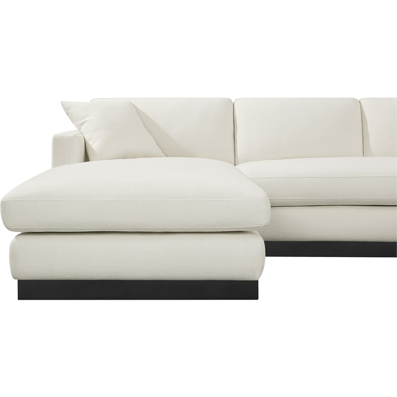 Meridian Furniture Johanna Cream Linen Textured Fabric 3pc. Sectional