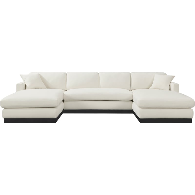 Meridian Furniture Johanna Cream Linen Textured Fabric 3pc. Sectional