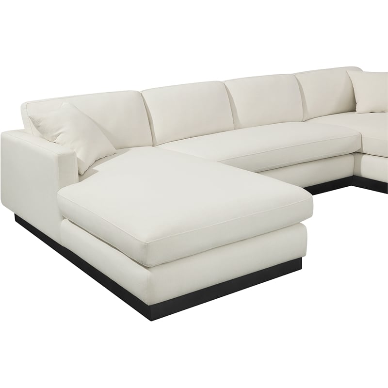Meridian Furniture Johanna Cream Linen Textured Fabric 3pc. Sectional