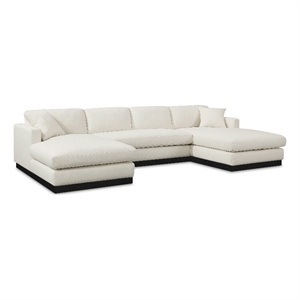 Meridian Furniture Johanna Cream Linen Textured Fabric 3pc. Sectional