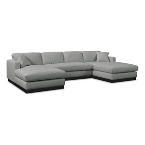 Meridian Furniture Johanna Grey Linen Textured Fabric 3pc. Sectional