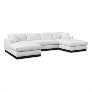 Meridian Furniture Johanna White Linen Textured Fabric 3pc. Sectional