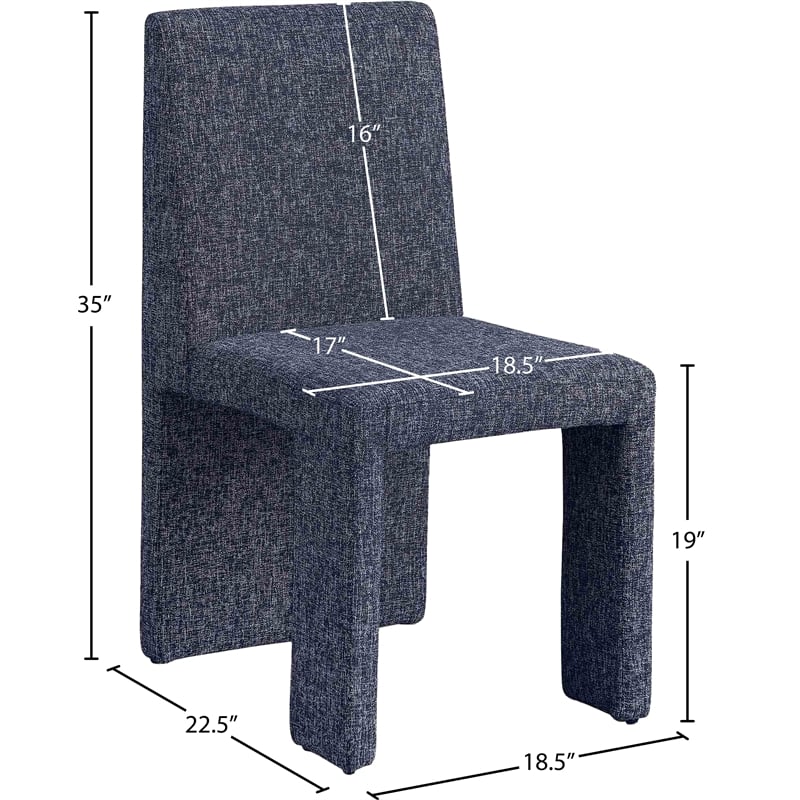 Meridian Furniture Benson Blue Linen Textured Fabric Dining Chair (Set of 2)
