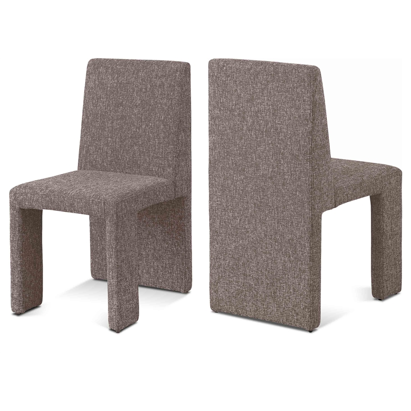 Meridian Furniture Benson Brown Linen Textured Fabric Dining Chair (Set of 2)