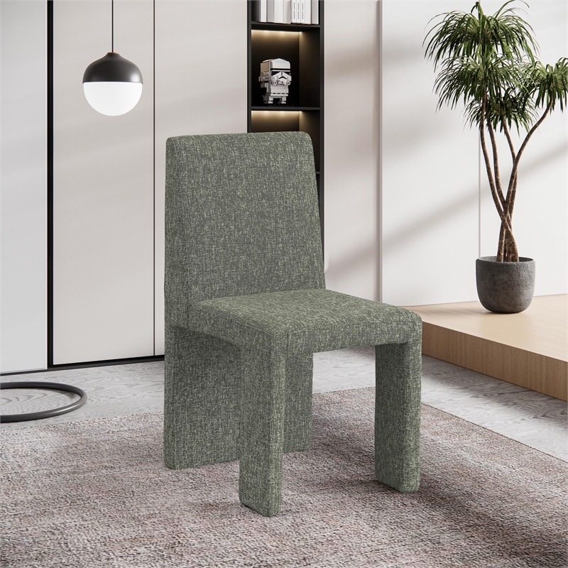 Meridian Furniture Benson Green Linen Textured Fabric Dining Chair (Set of 2)