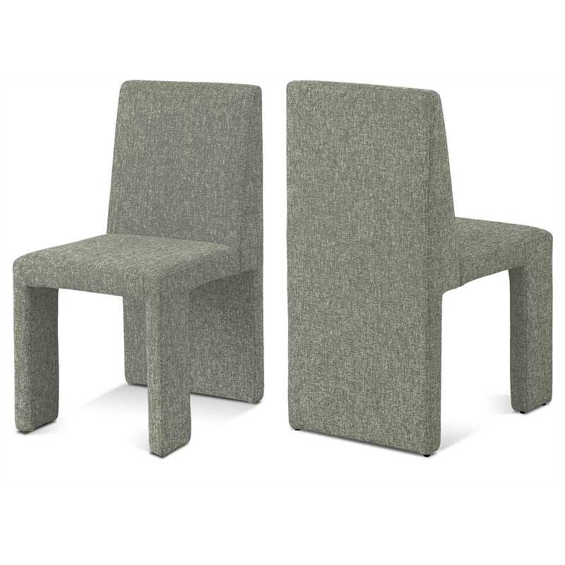 Meridian Furniture Benson Green Linen Textured Fabric Dining Chair (Set of 2)