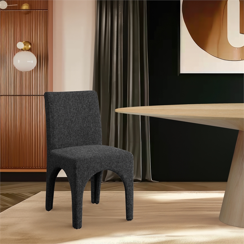 Meridian Furniture Gramercy Black Linen Textured Fabric Dining Chair (Set of 2)