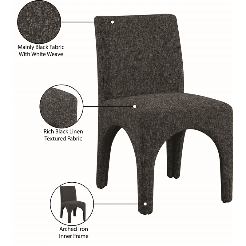 Meridian Furniture Gramercy Black Linen Textured Fabric Dining Chair (Set of 2)