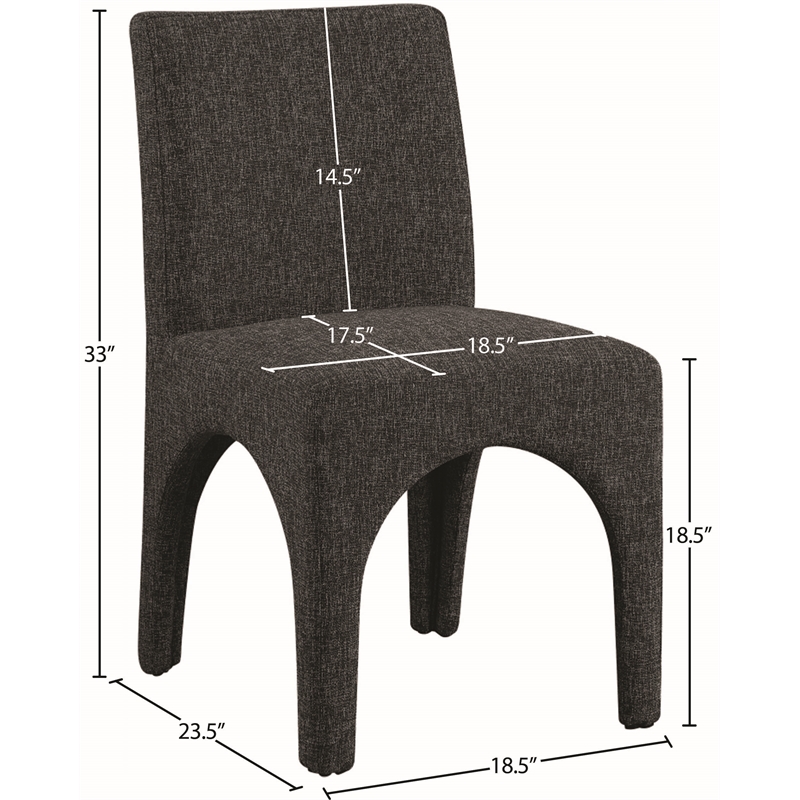 Meridian Furniture Gramercy Black Linen Textured Fabric Dining Chair (Set of 2)