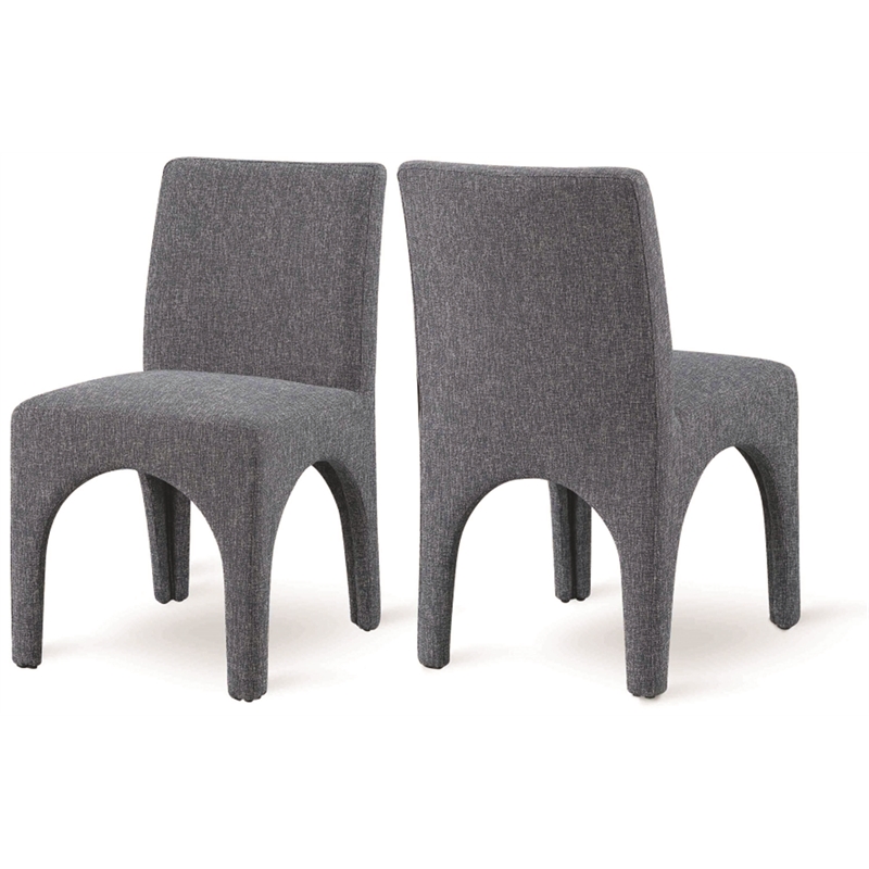 Meridian Furniture Gramercy Blue Linen Textured Fabric Dining Chair (Set of 2)