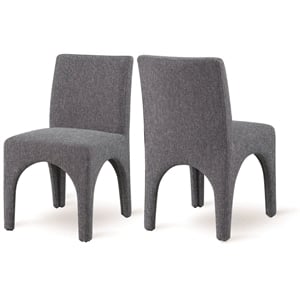 Meridian Furniture Gramercy Blue Linen Textured Fabric Dining Chair (Set of 2)