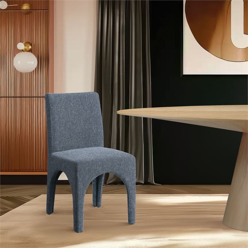 Meridian Furniture Gramercy Blue Linen Textured Fabric Dining Chair (Set of 2)