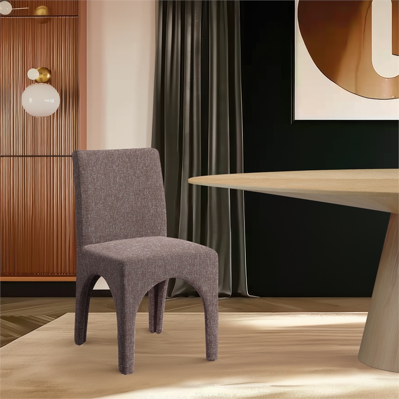 Meridian Furniture Gramercy Brown Linen Textured Fabric Dining Chair (Set of 2)