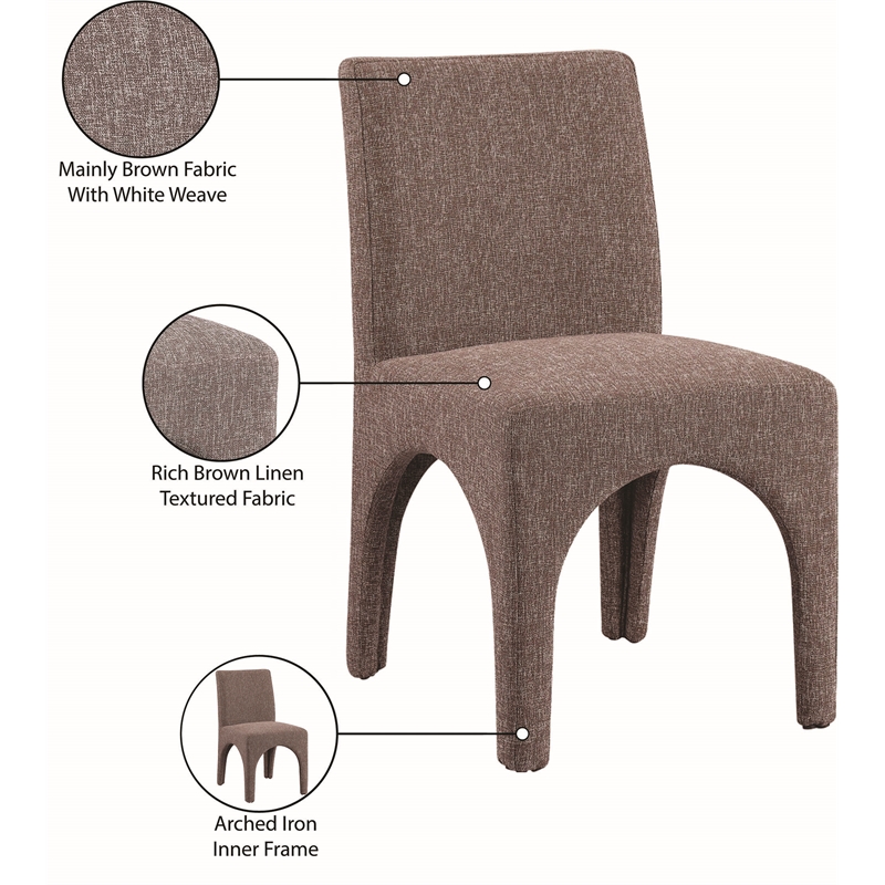 Meridian Furniture Gramercy Brown Linen Textured Fabric Dining Chair (Set of 2)