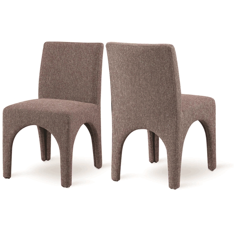 Meridian Furniture Gramercy Brown Linen Textured Fabric Dining Chair (Set of 2)