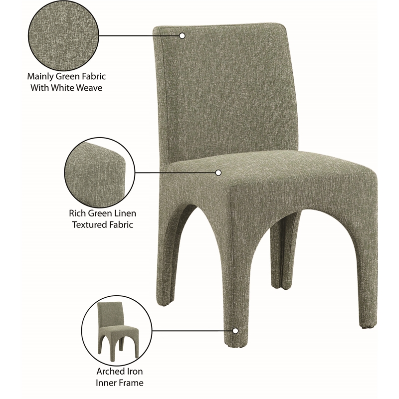 Meridian Furniture Gramercy Green Linen Textured Fabric Dining Chair (Set of 2)