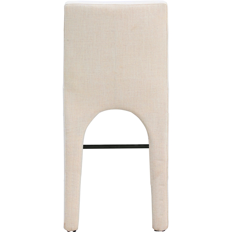 Meridian Furniture Gramercy Beige Linen Textured Fabric Stool