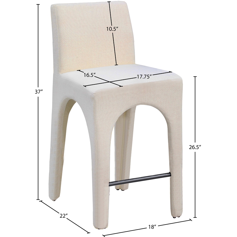 Meridian Furniture Gramercy Beige Linen Textured Fabric Stool