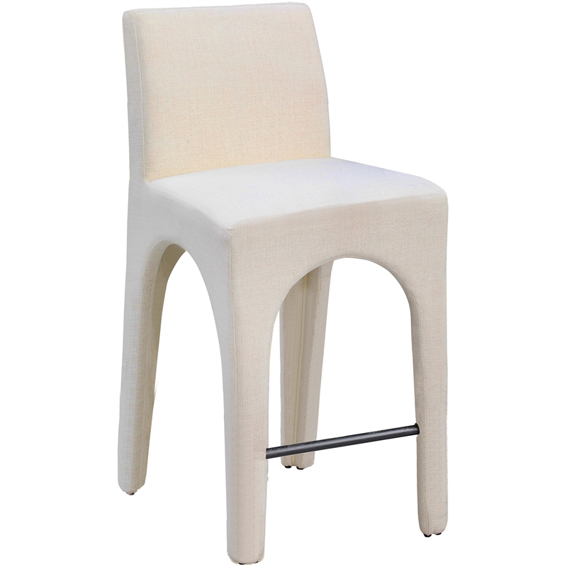 Meridian Furniture Gramercy Beige Linen Textured Fabric Stool