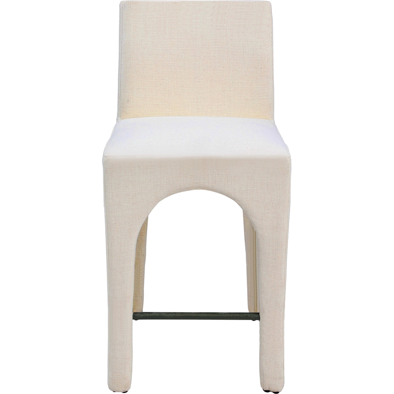 Meridian Furniture Gramercy Beige Linen Textured Fabric Stool