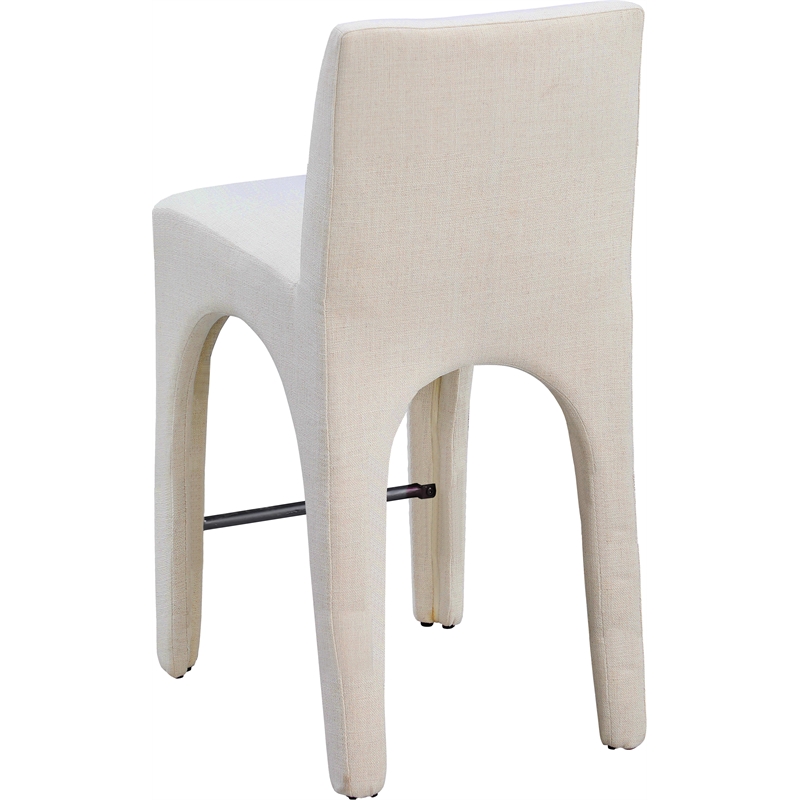 Meridian Furniture Gramercy Beige Linen Textured Fabric Stool