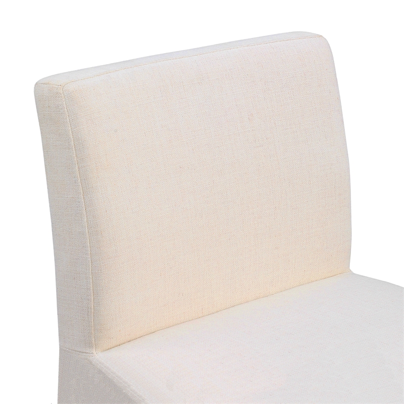 Meridian Furniture Gramercy Beige Linen Textured Fabric Stool