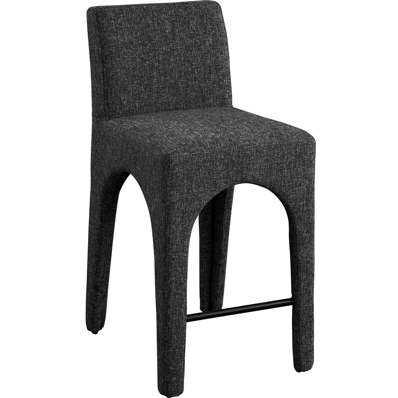 Meridian Furniture Gramercy Black Linen Textured Fabric Stool