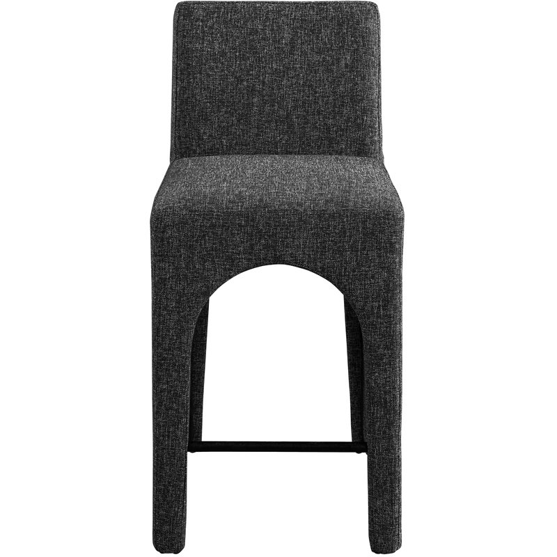 Meridian Furniture Gramercy Black Linen Textured Fabric Stool